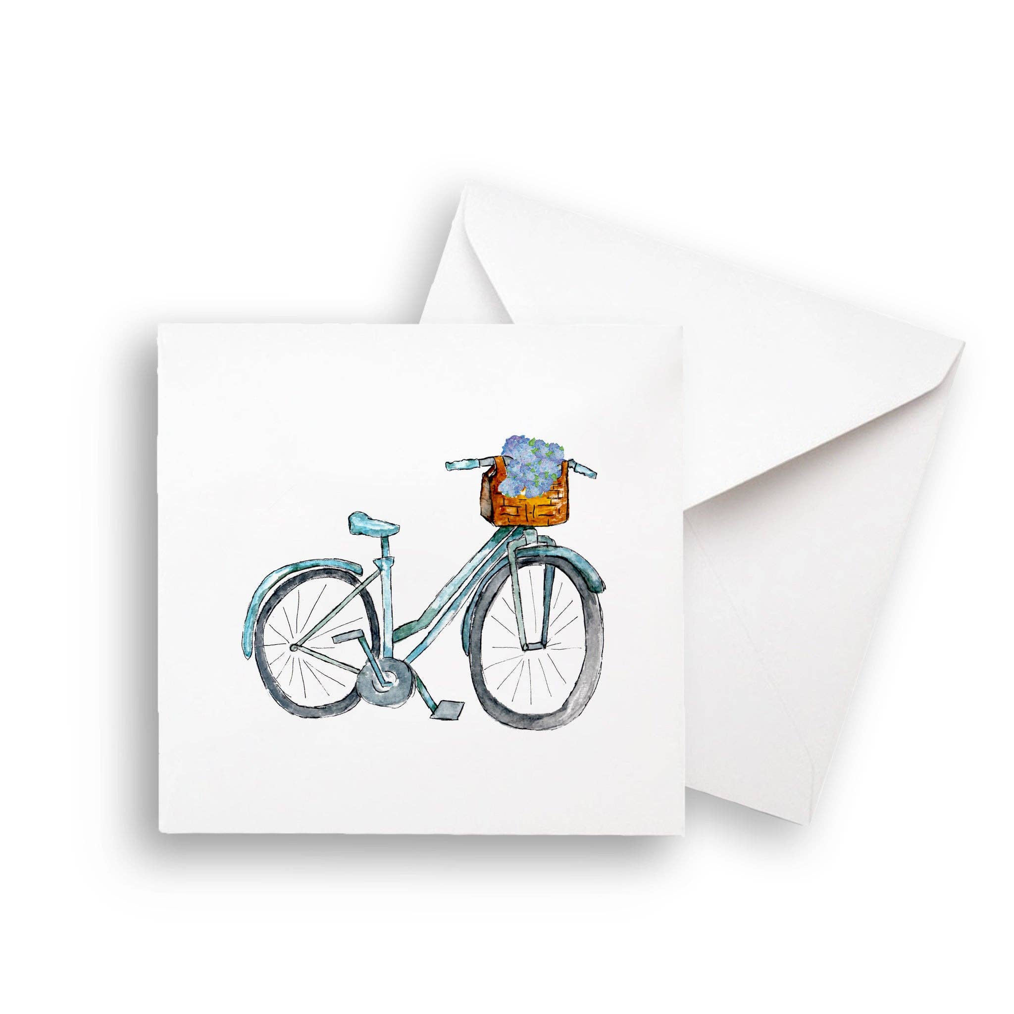 Blue Bike with Hydrangeas