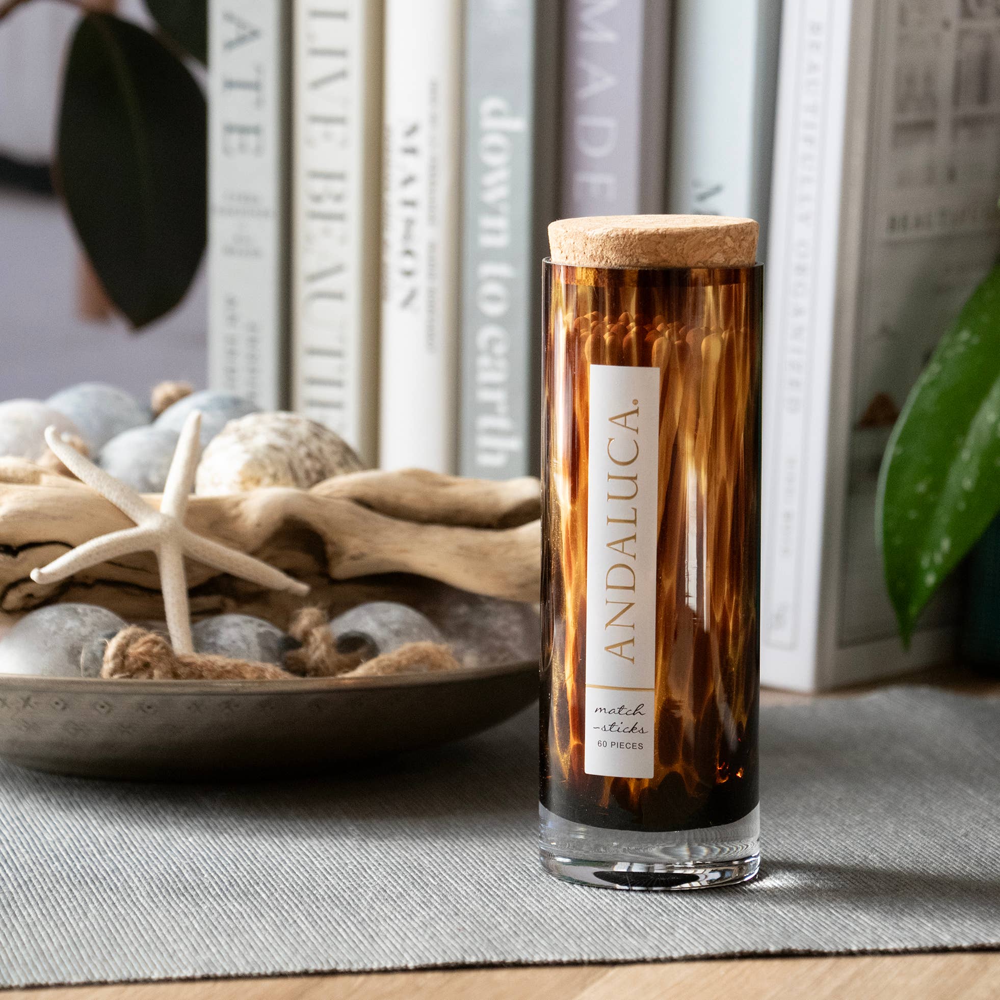 Tortoise Glass Jar with Cork Lid & 60 Wooden Matches