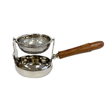 Load image into Gallery viewer, Stainless Steel Tea Strainer &amp; Drip Cup with Wood Handle, 6”

