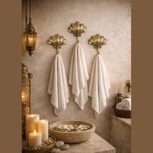 Load image into Gallery viewer, Brass Shell Wall Hook – Antique Coastal Bathroom Towel &amp; Robe Hanger
