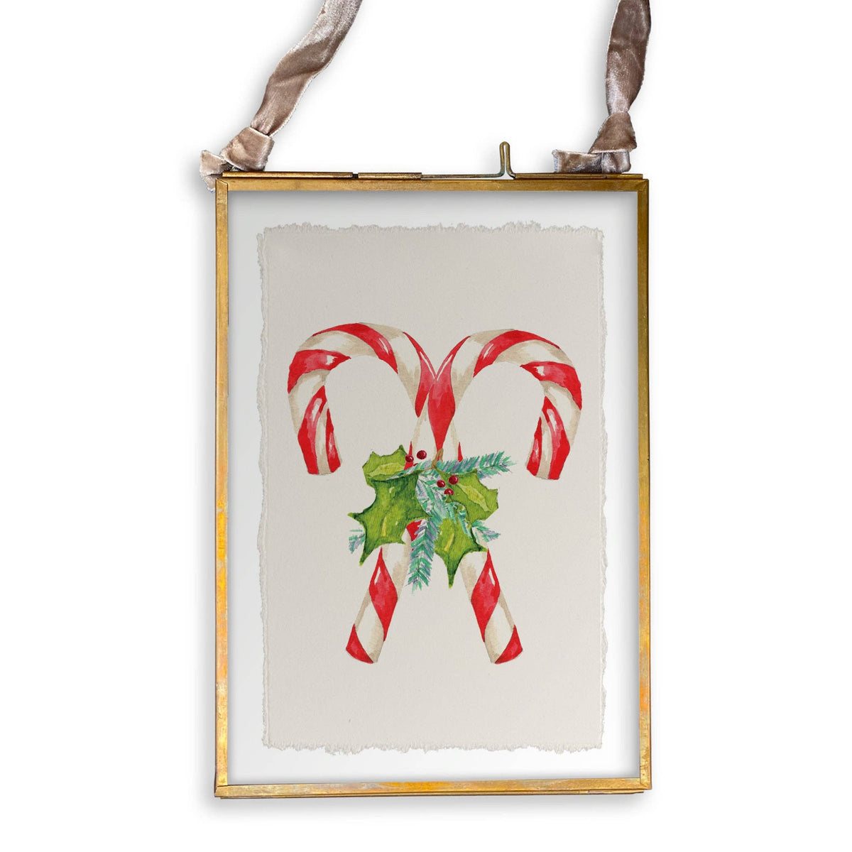 Candy Canes with Greens Kitchen Towel