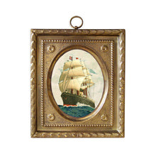 Load image into Gallery viewer, Sailing Ship Vintage Print in Embossed Brass Frame, 4-1/2”
