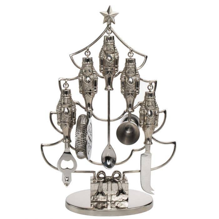 6 Piece Holiday Nutcracker Bar Tools Set - Christmas Decor