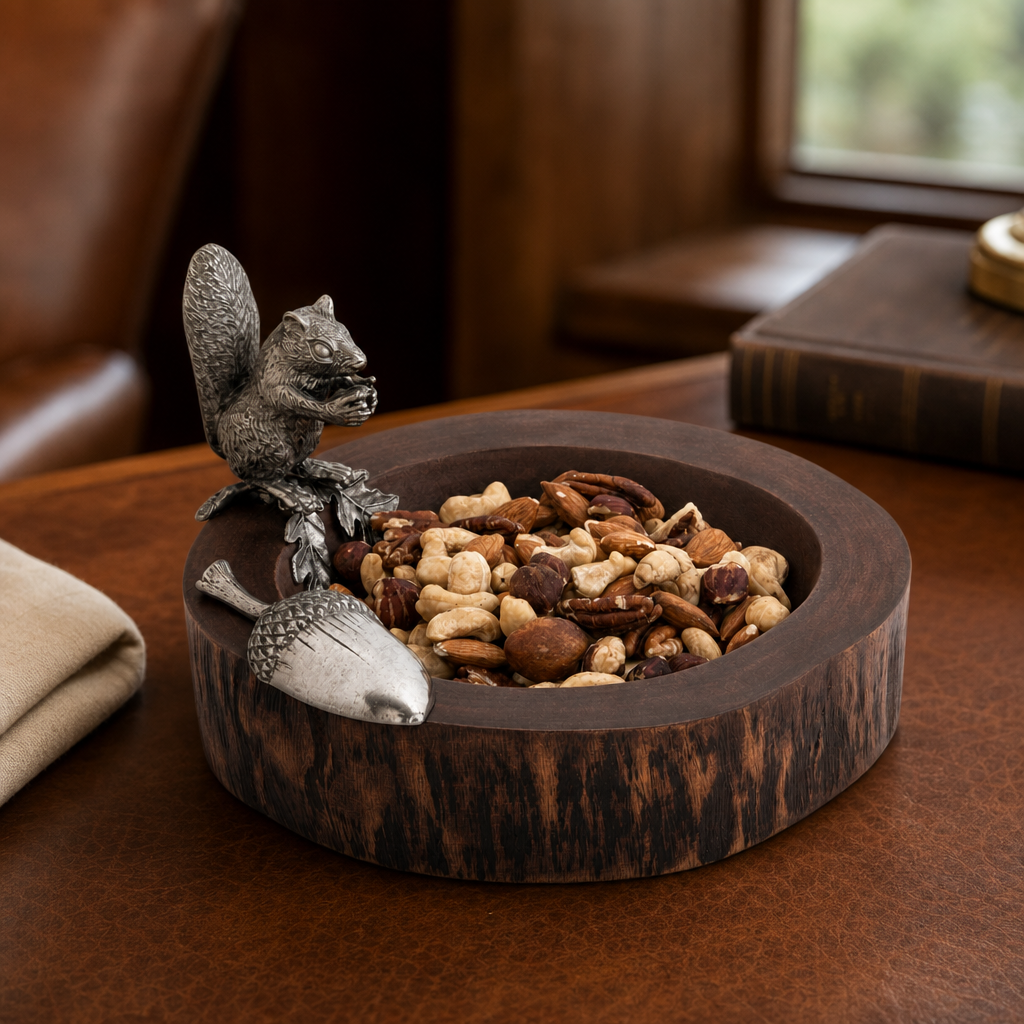 Standing Squirrel Nut Bowl & Scoop