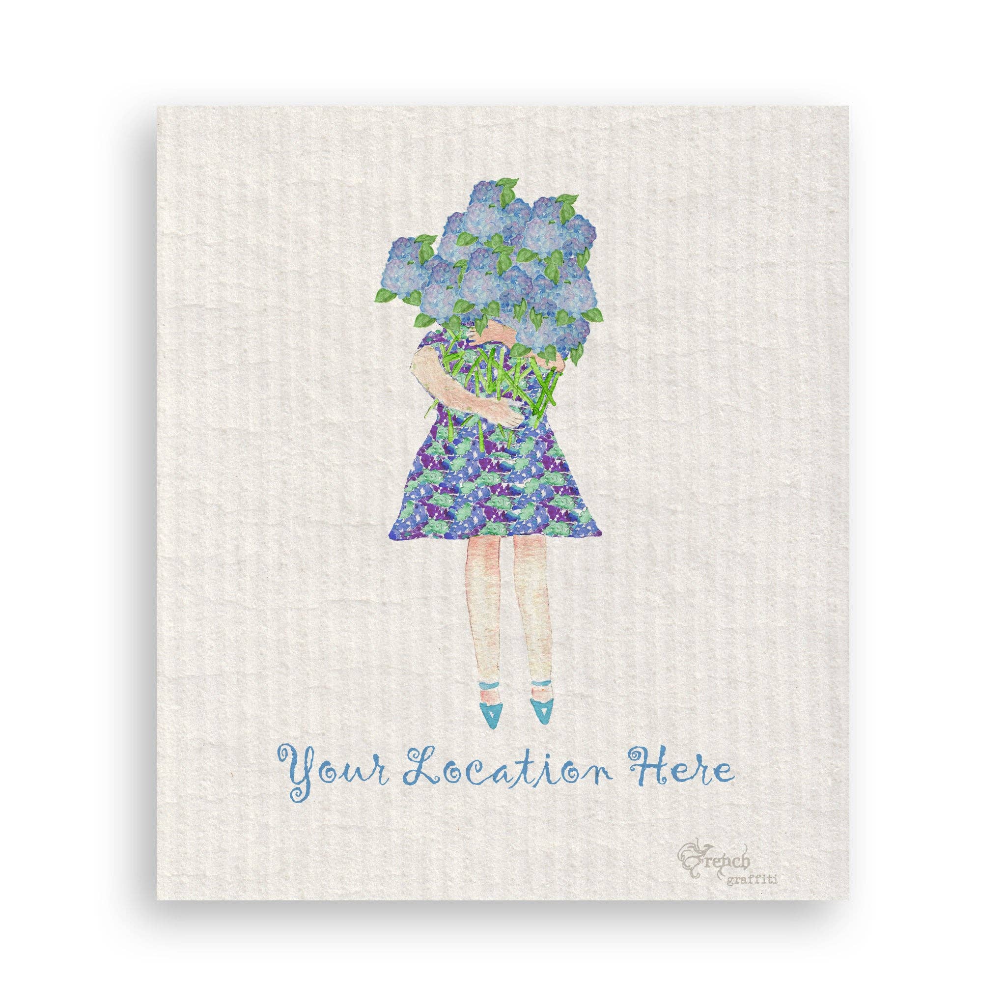 Lady with Hydrangeas Notecard & Hand Towel