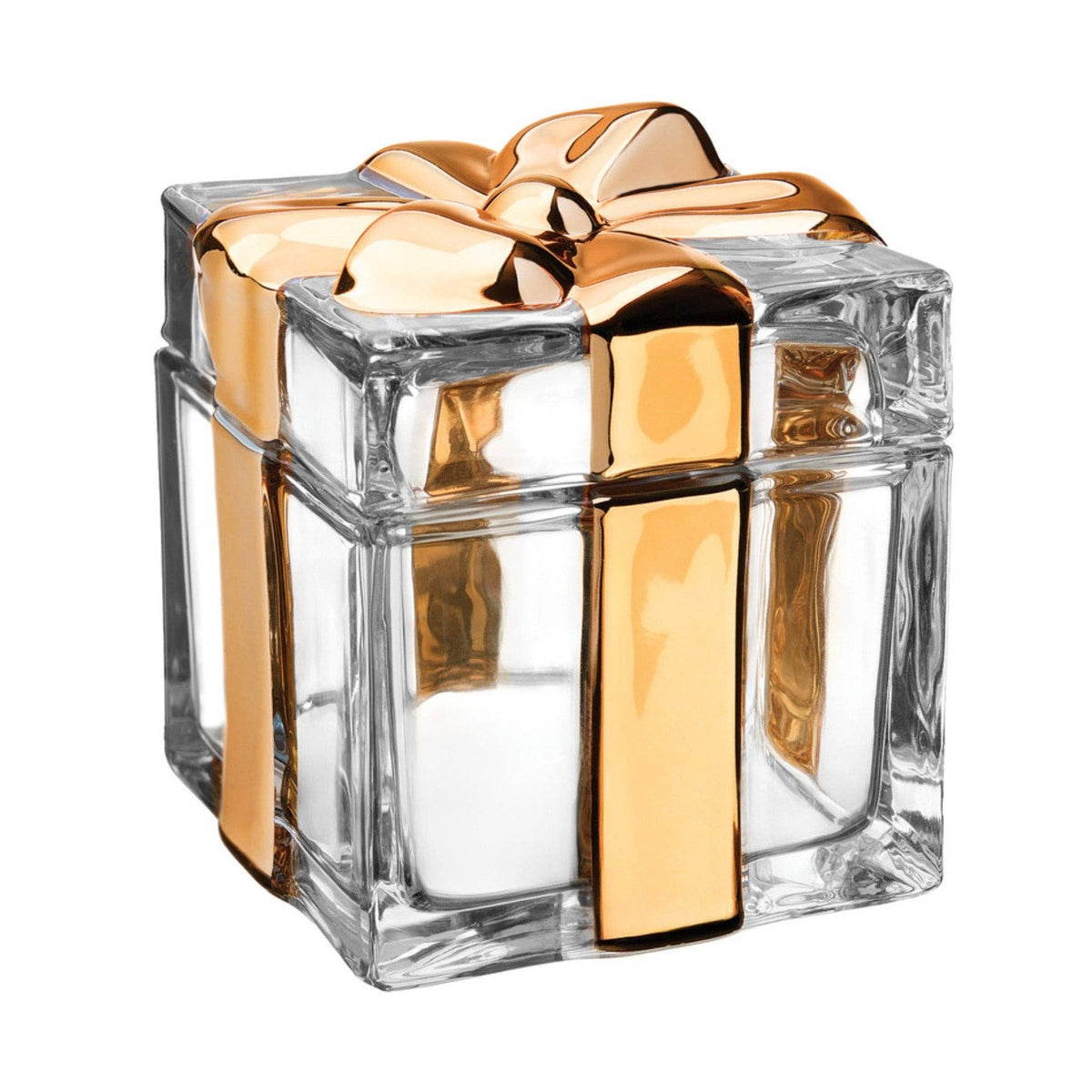 Gold Ribboned Gift Wrapped Crystal Keepsake Box