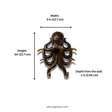 Load image into Gallery viewer, Brass Octopus Wall Hook – Nautical Octopus Coat Hook | Coastal Bathroom &amp; Ocean Decor
