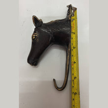Load image into Gallery viewer, Brass Horse Wall Hook – Equestrian Tack Room &amp; Nursery Decor Hook
