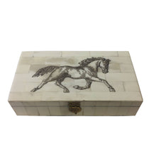 Load image into Gallery viewer, Horse Equestrian Engraved Ox Bone Box | Tabletop decor
