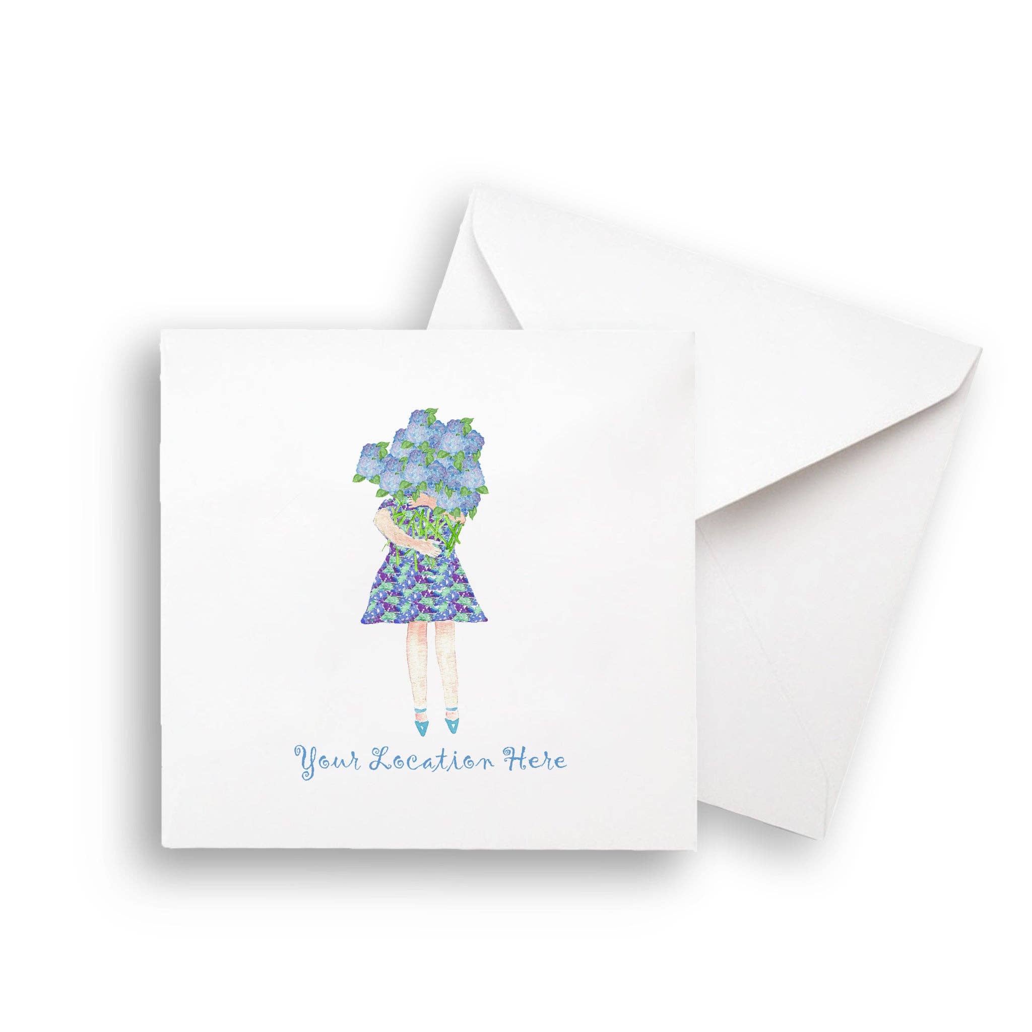 Lady with Hydrangeas Notecard & Hand Towel