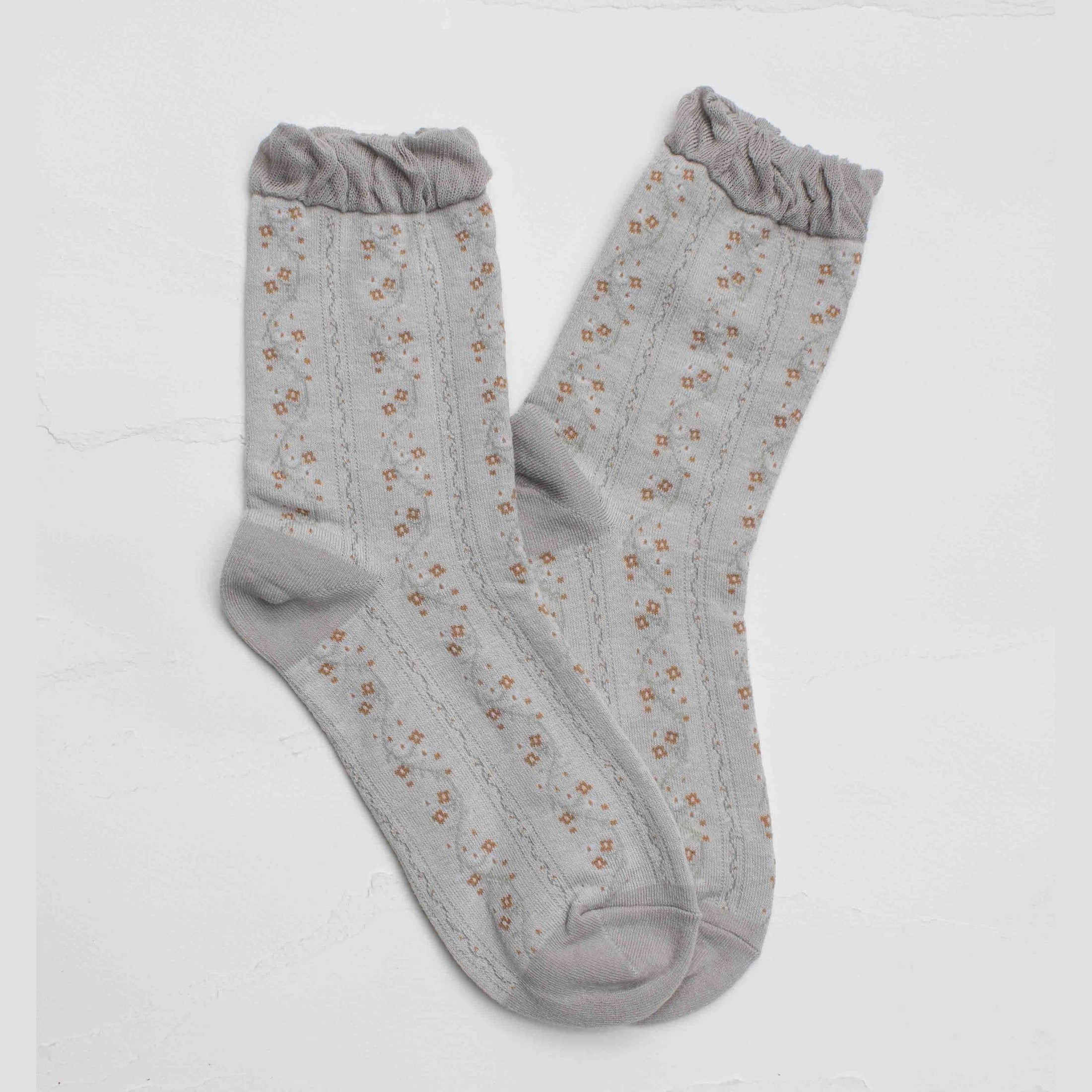 Vintage Floral Vine Crew Socks