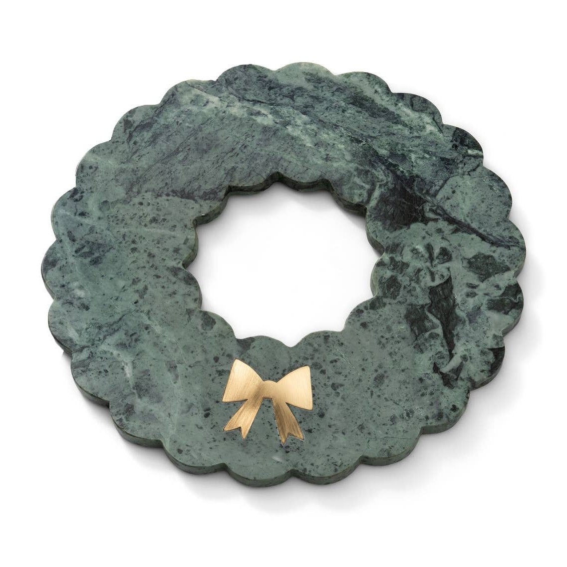 Green Marble Wreath Charcuterie Board with Gold Metal Bow