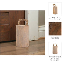 Load image into Gallery viewer, Object - Brown Wood Door Stopper with Rope Handle, 10 in.
