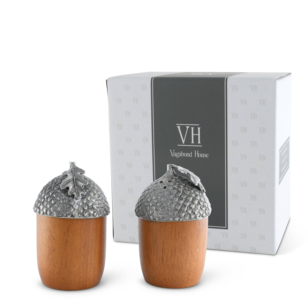 Wood and Pewter Acorns Salt & Pepper Set