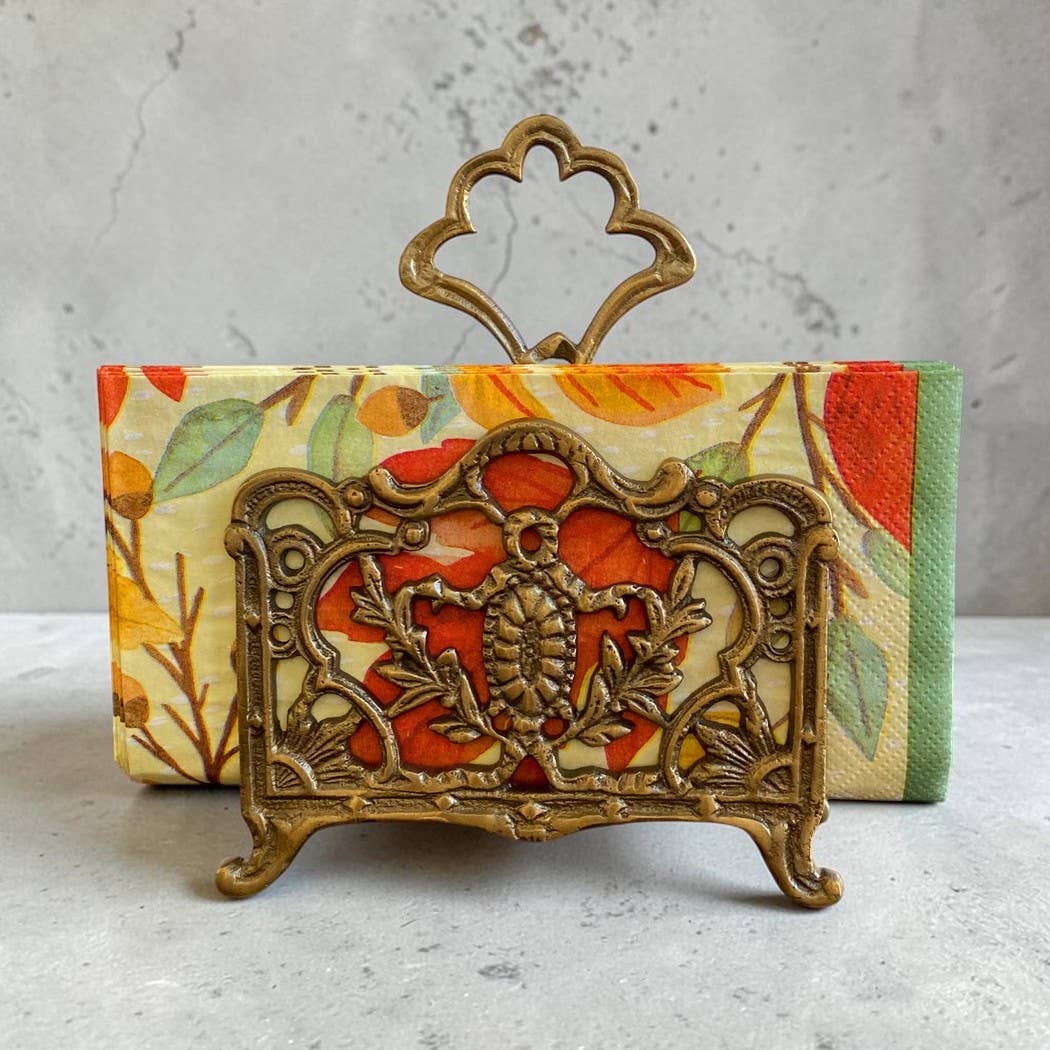 Antiqued Brass Napkin | Letter Holder | 5” | Home Accents