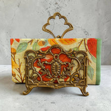 Load image into Gallery viewer, Antiqued Brass Napkin | Letter Holder | 5” | Home Accents
