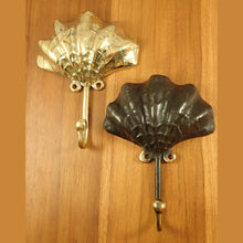 Load image into Gallery viewer, Brass Shell Wall Hook – Antique Coastal Bathroom Towel &amp; Robe Hanger
