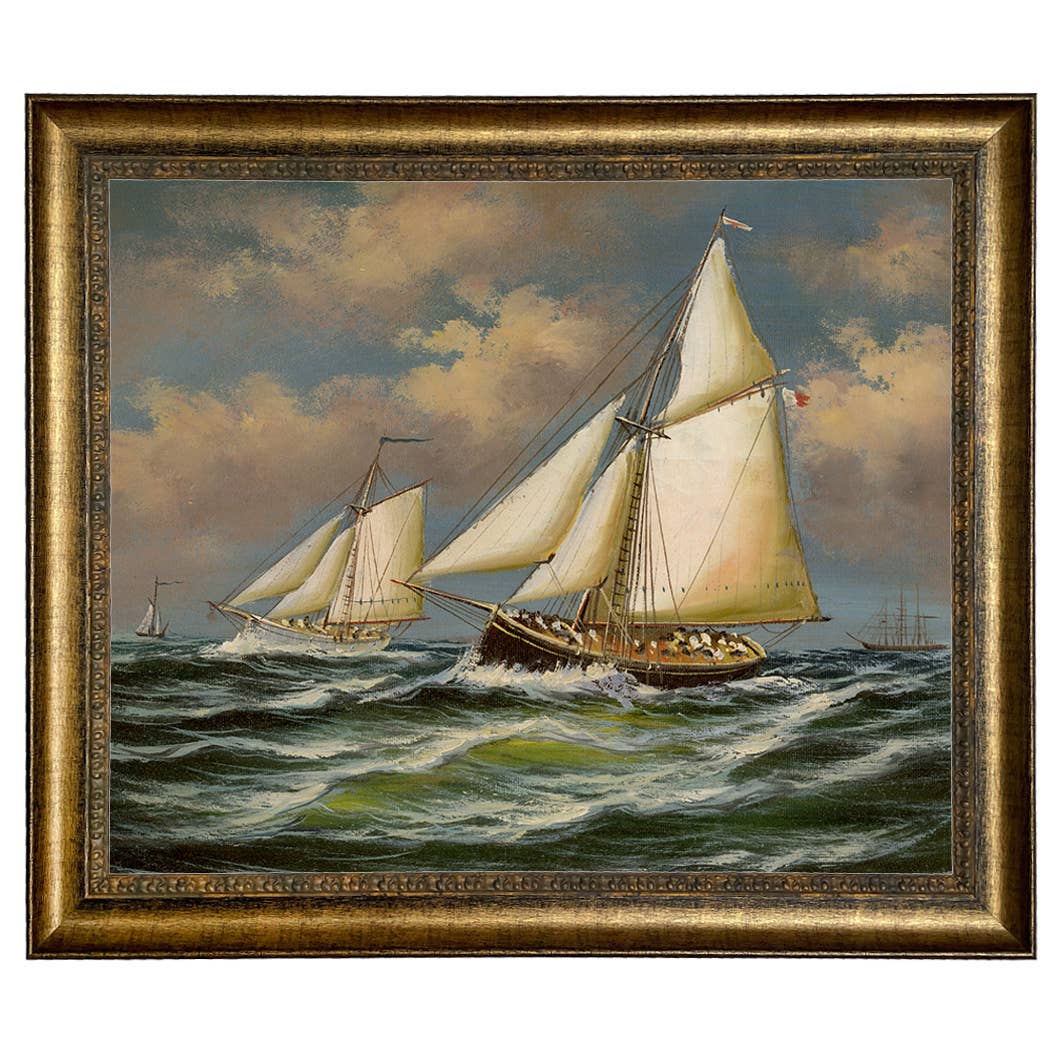 Puritan and Genesta Vintage Painting Print on Canvas