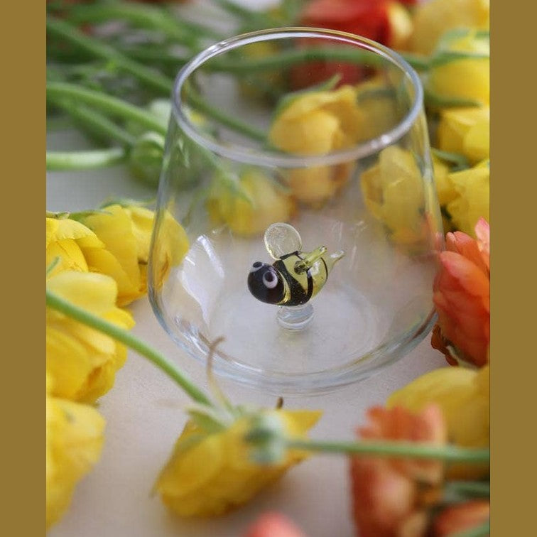 Handmade Bee Figure Drinking Glass