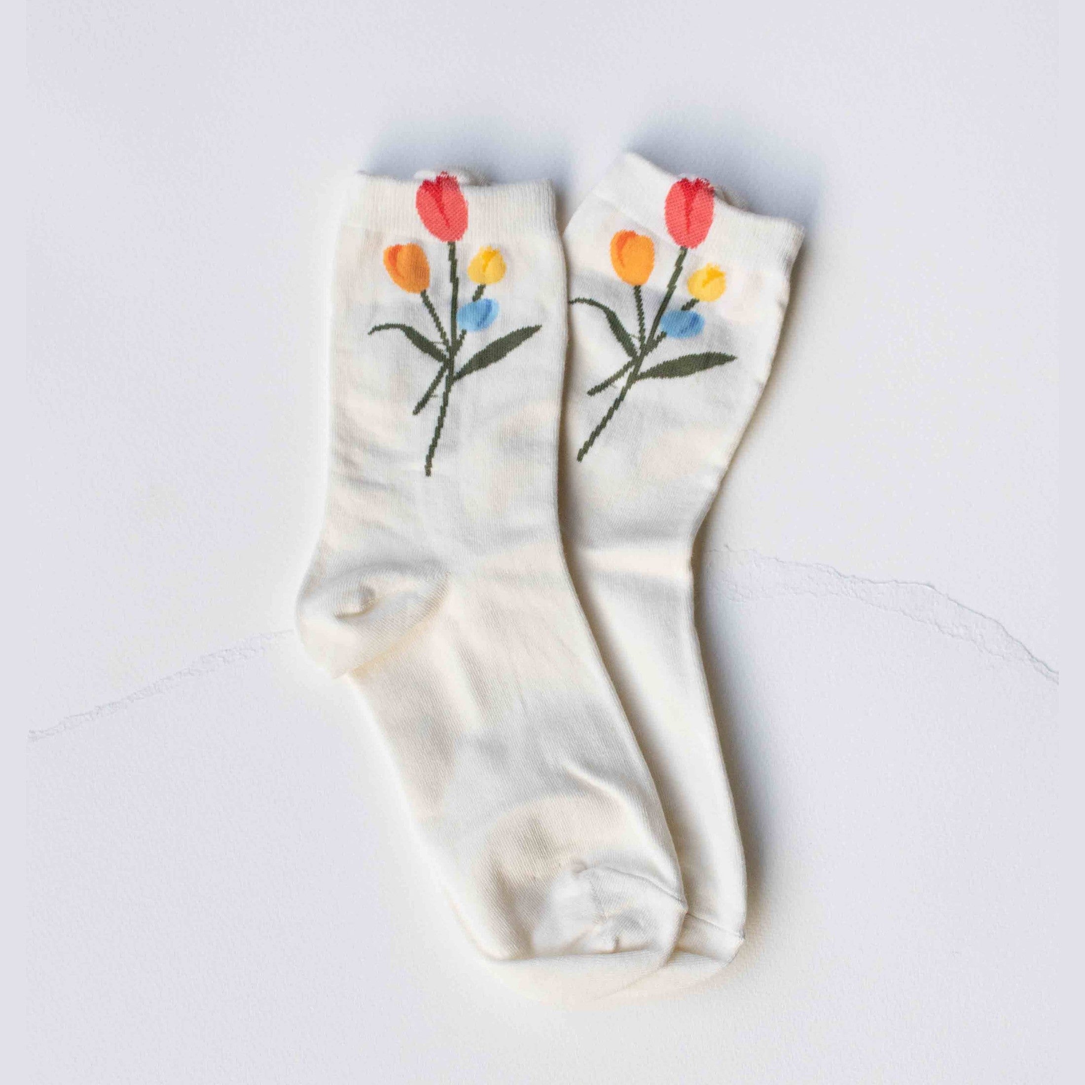 Tulip Bloom Cotton Blend Socks