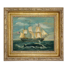 Load image into Gallery viewer, American Whaling Ship with Sperm Whale Vintage Painting Print
