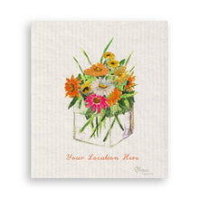 Load image into Gallery viewer, Square Vase with Flowers and Location
