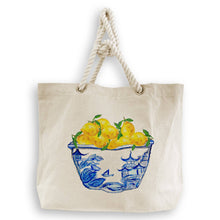 Load image into Gallery viewer, Blue &amp; White Bowl with Lemons
