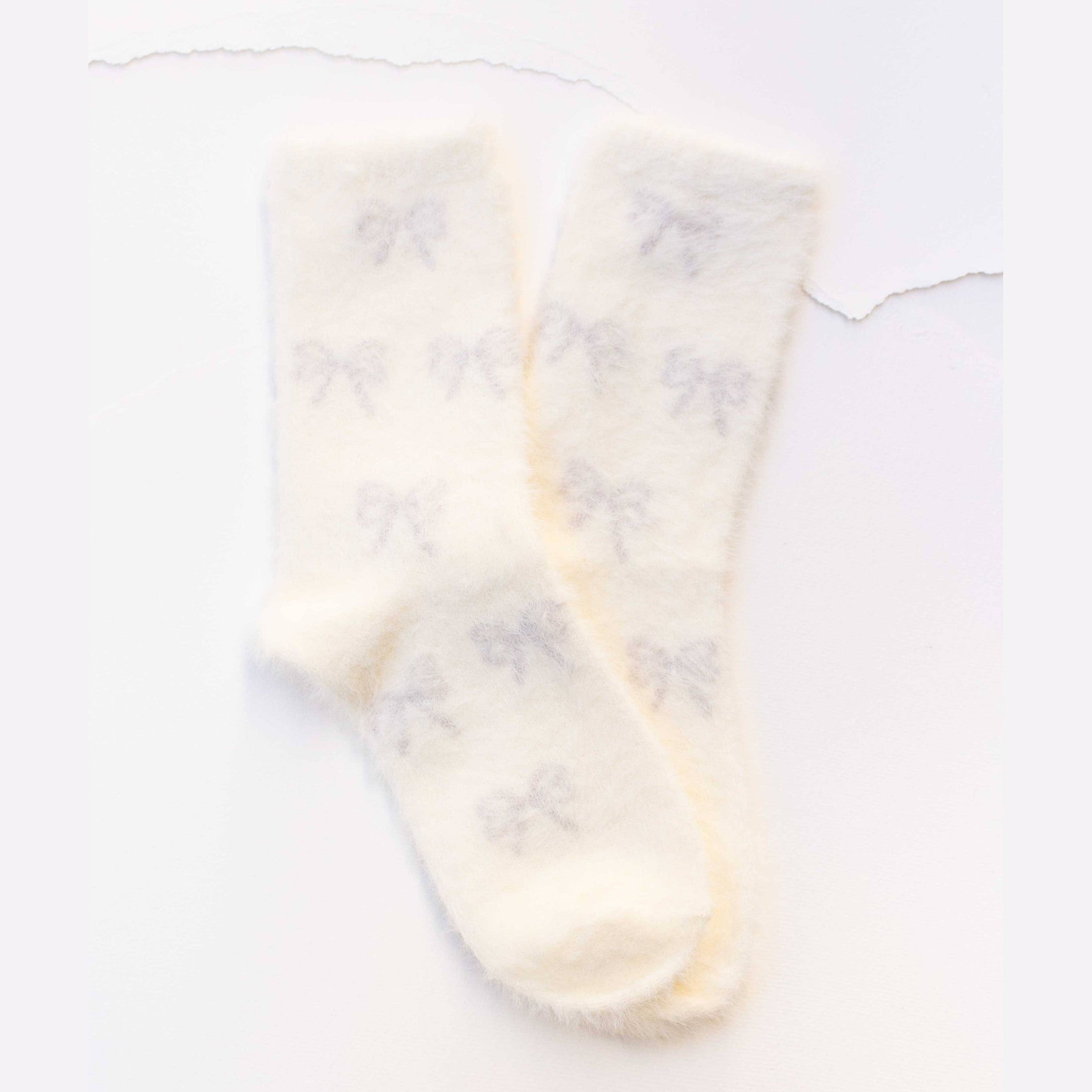 Fluffy Bow Knit Socks