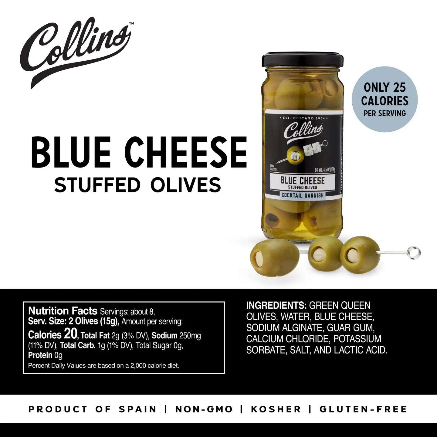 Gourmet Blue Cheese Cocktail Olives - 4.5oz