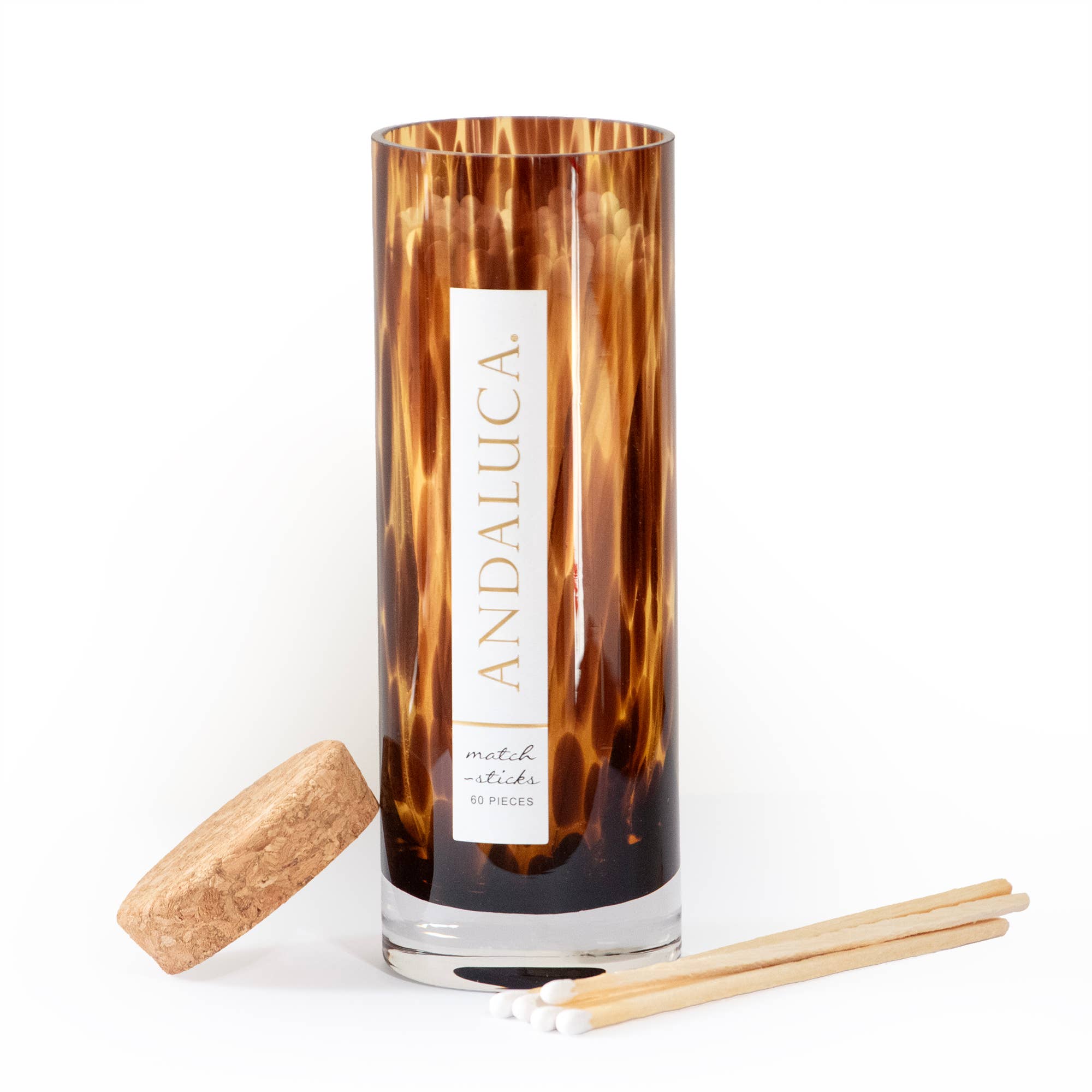Tortoise Glass Jar with Cork Lid & 60 Wooden Matches