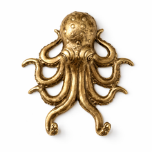 Load image into Gallery viewer, Brass Octopus Wall Hook – Nautical Octopus Coat Hook | Coastal Bathroom &amp; Ocean Decor
