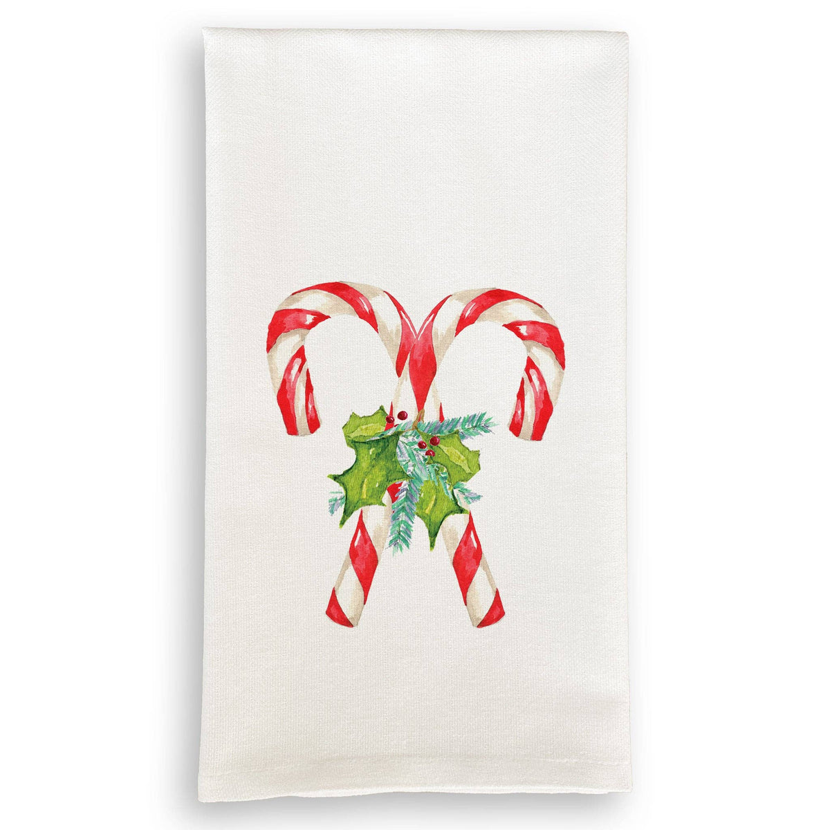Candy Canes with Greens Kitchen Towel
