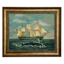 Load image into Gallery viewer, American Whaling Ship with Sperm Whale Vintage Painting Print
