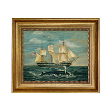 Load image into Gallery viewer, American Whaling Ship with Sperm Whale Vintage Painting Print

