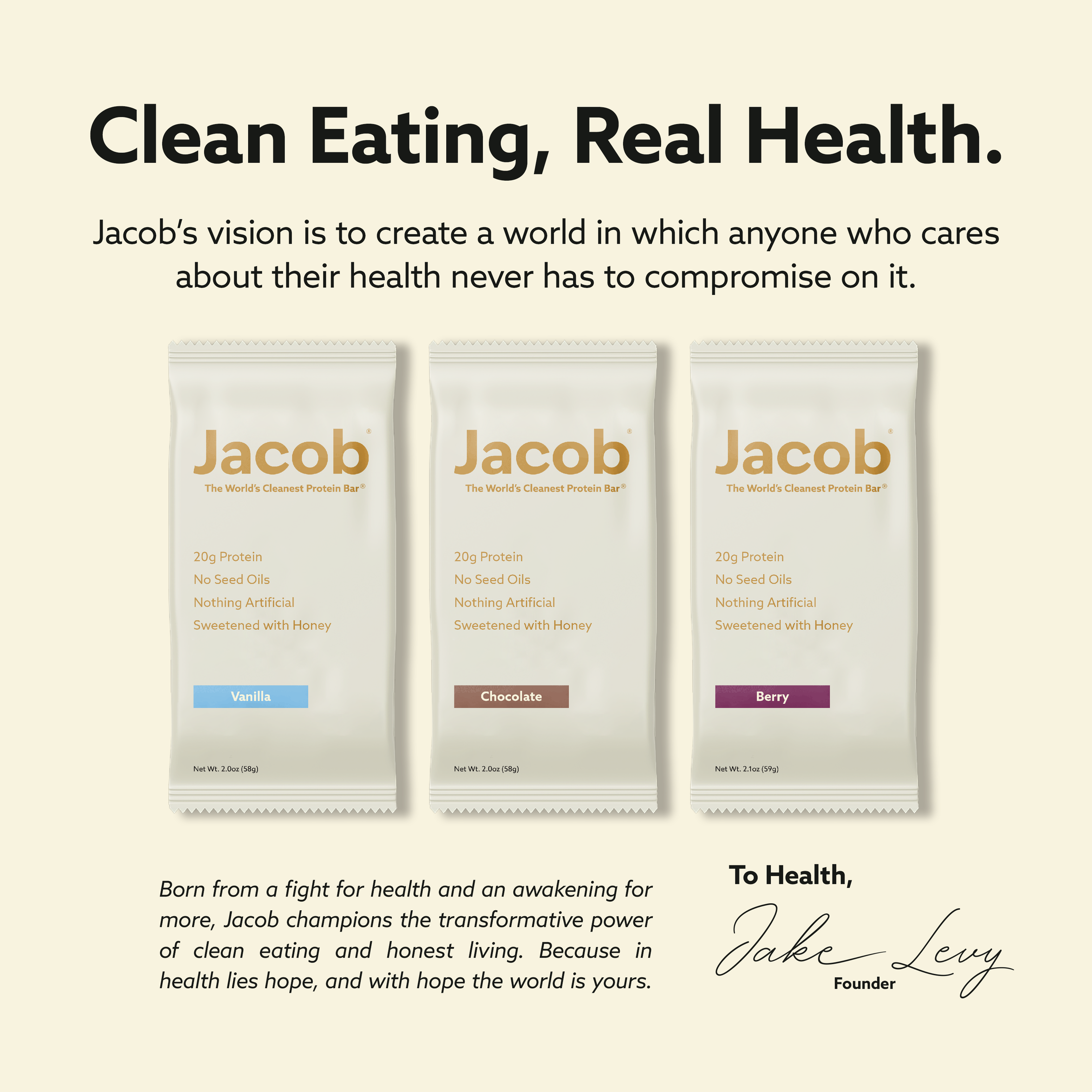 Jacob Protein Bar - Grass-Fed Organic Snack Bar (9ct)