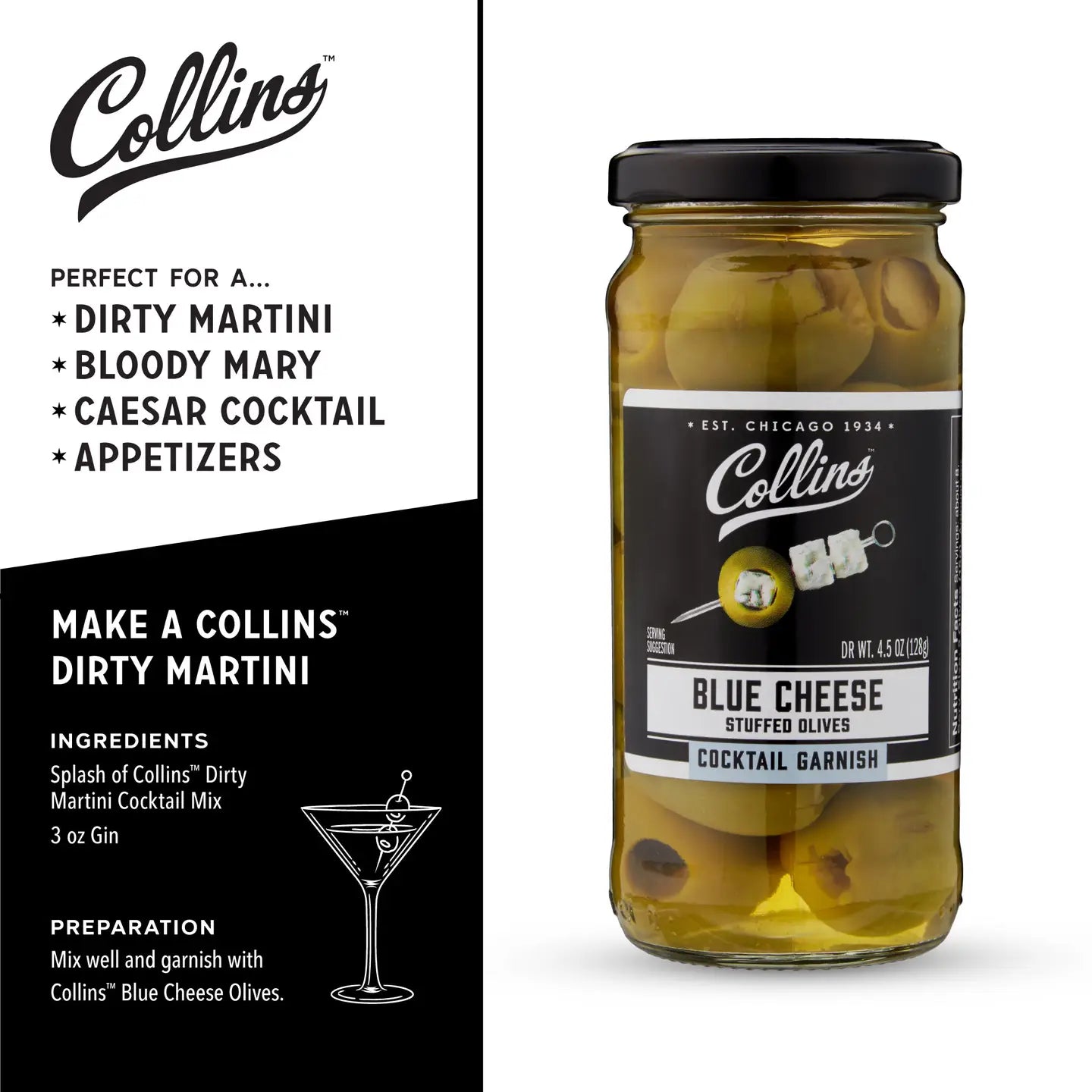 Gourmet Blue Cheese Cocktail Olives - 4.5oz