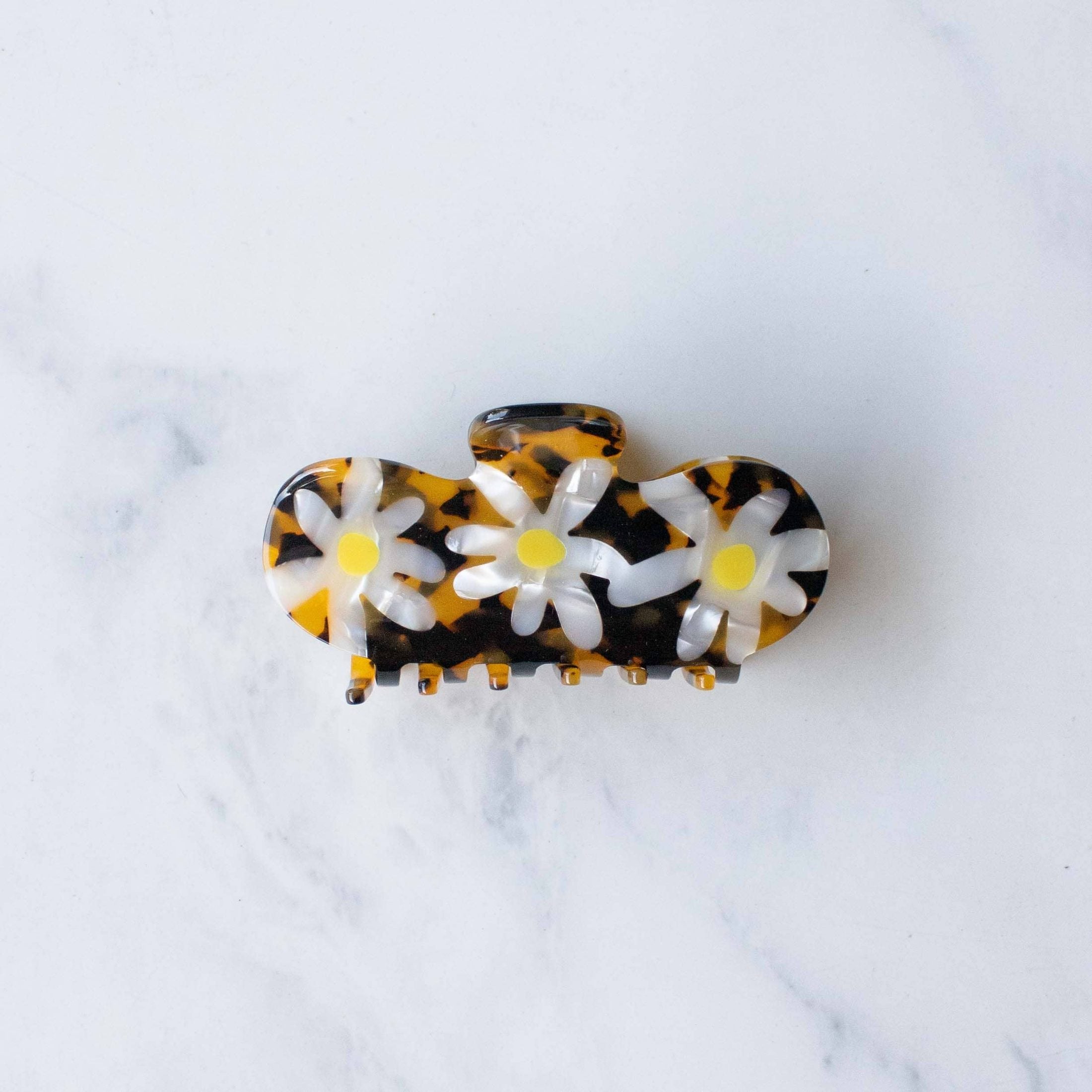 Eco Daisy Flower Curved Hair Claw Clip