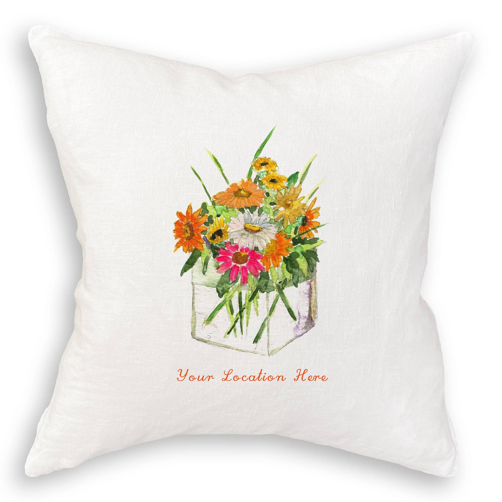 Square Vase with Flowers and Location