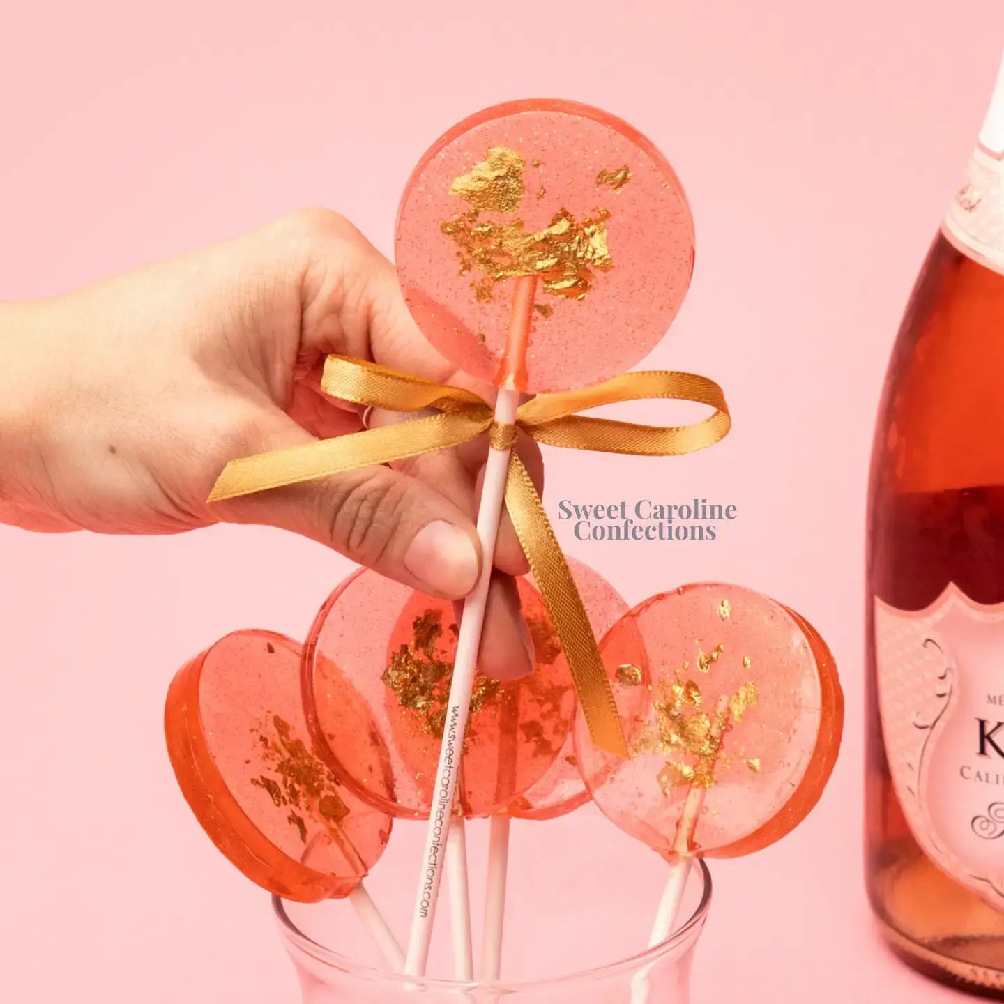 HC Rosé Wine Sparkle Lollipops, Rosé Wine Flavor, 10/Case-VEGAN