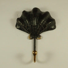 Load image into Gallery viewer, Brass Shell Wall Hook – Antique Coastal Bathroom Towel &amp; Robe Hanger
