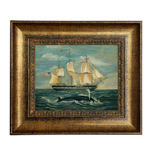 Load image into Gallery viewer, American Whaling Ship with Sperm Whale Vintage Painting Print
