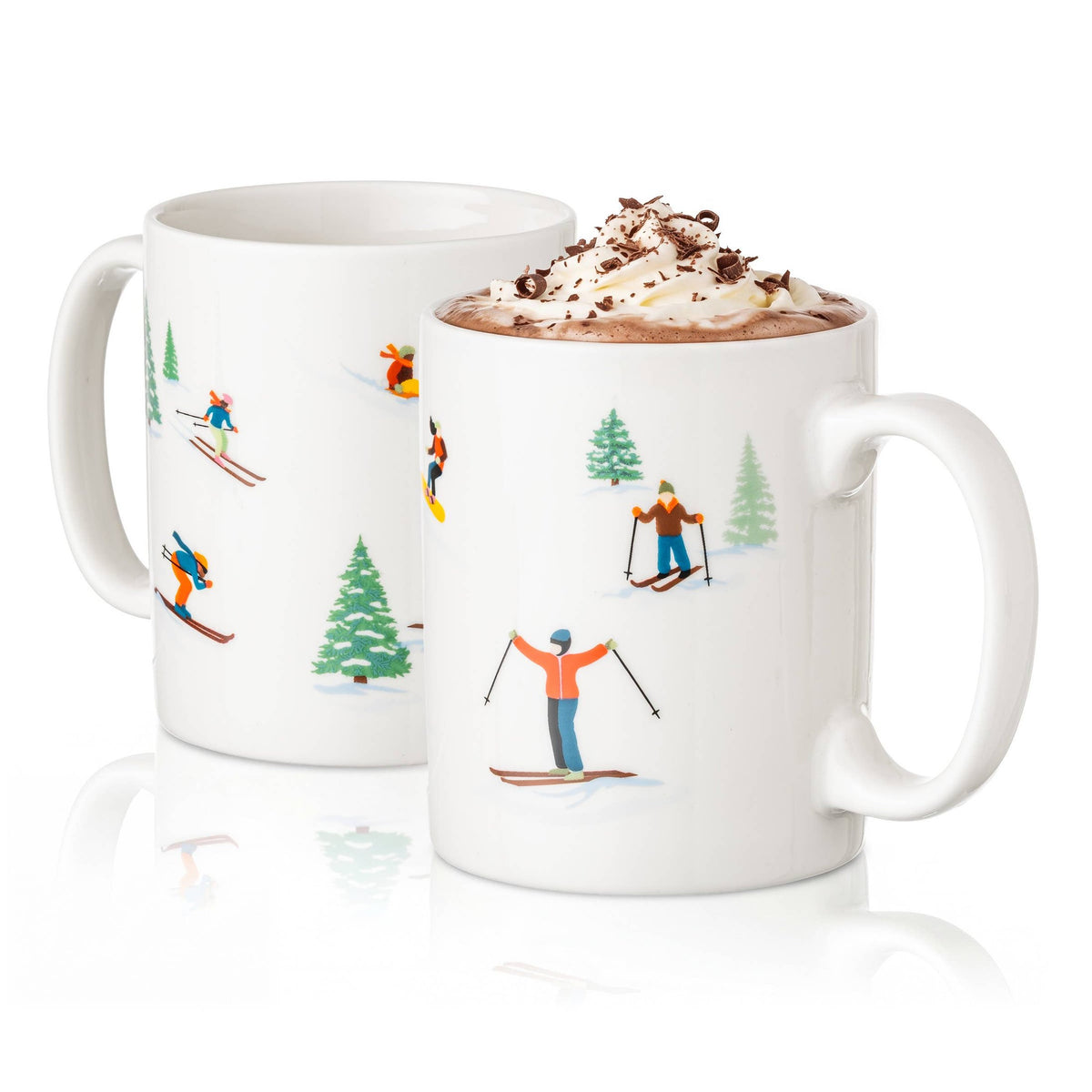 Ski Slope Ceramic Coffee Mugs, Set of 2 - Winter - Apres Ski