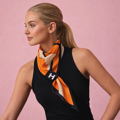 Equestrian Orange Striped H Loop Scarf