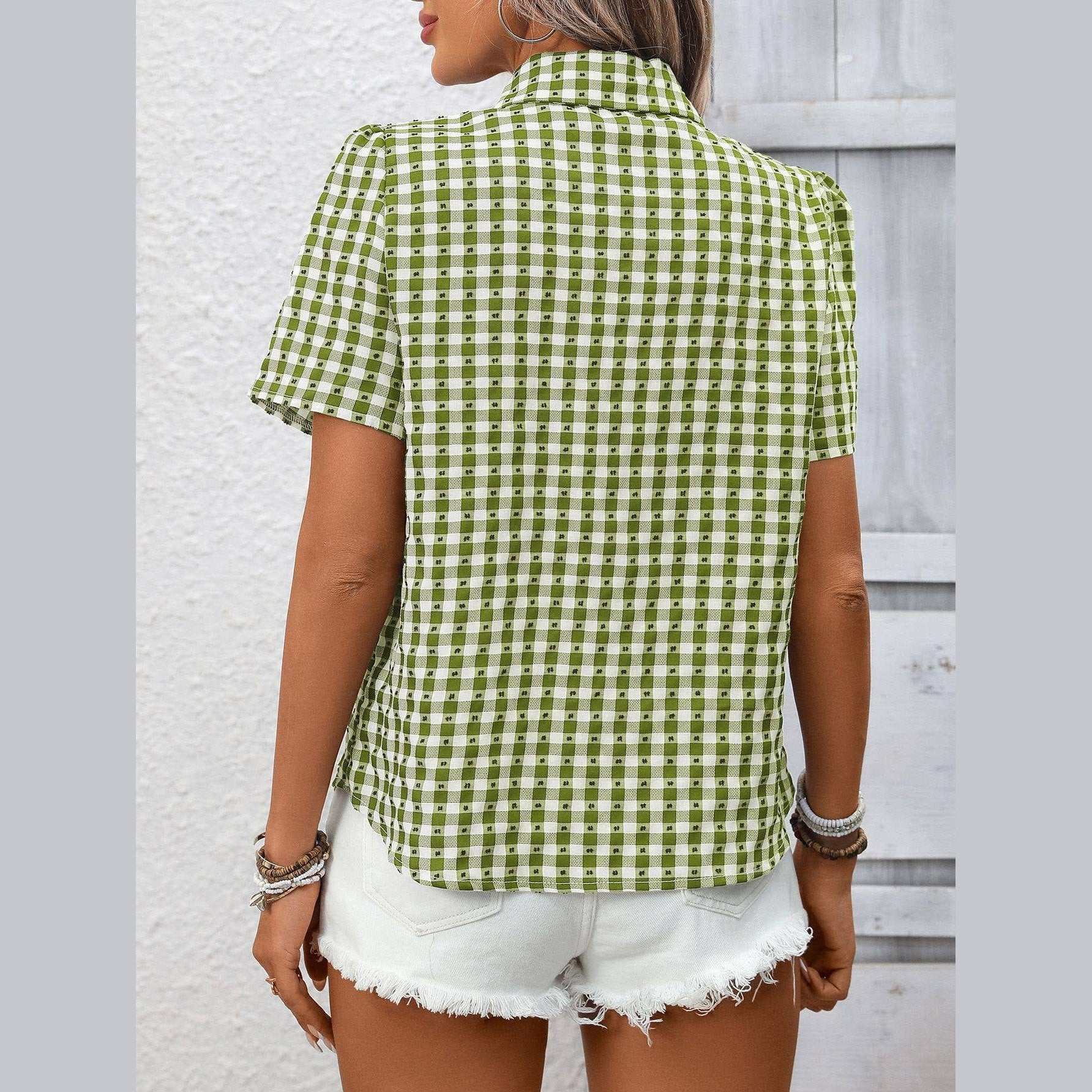 Gingham Short Sleeve Button Up Shirt G5-TP5026