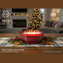 Load image into Gallery viewer, Holiday Spice Plaid Centerpiece Candle
