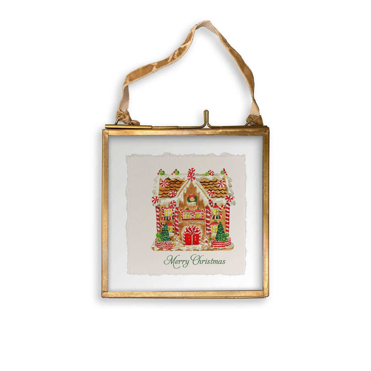 Gingerbread House with Merry Christmas Kitchen Towel