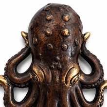 Load image into Gallery viewer, Brass Octopus Wall Hook – Nautical Octopus Coat Hook | Coastal Bathroom &amp; Ocean Decor
