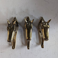 Load image into Gallery viewer, Brass Horse Wall Hook – Equestrian Tack Room &amp; Nursery Decor Hook

