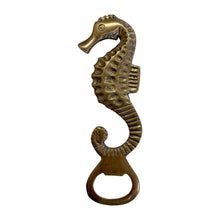 Load image into Gallery viewer, Antiqued Solid Brass Sea Horse Bottle Opener Barware, 6”

