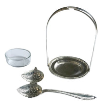Load image into Gallery viewer, Silver-Plated Tea Strainer Spoon &amp; Stand, 7”
